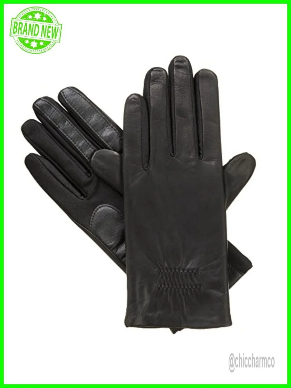 Faux and Genuine Leather Touchscreen Gloves with Fleece Lining